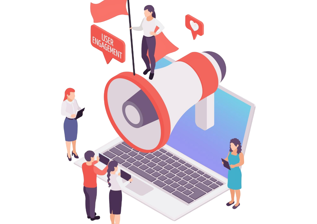 blogging-user-engagement-isometric-concept-with-megaphone-people-3d-illustration